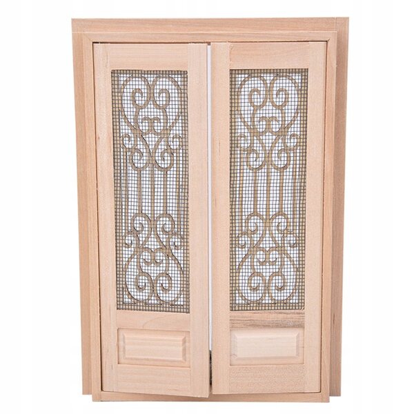 Mini porte doppie in legno non verniciato per casa delle bambole 1:12 DIY