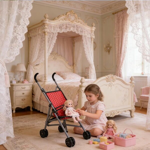 Sharplace Zusammenklappbarer Spielzeug-Kinderwagen für Puppen, leicht und realistisch, 23 x 35 x 49 cm