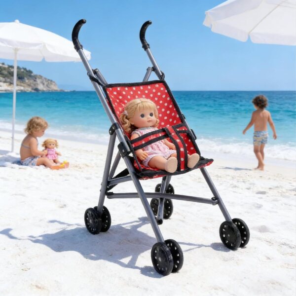Sharplace Zusammenklappbarer Spielzeug-Kinderwagen für Puppen, leicht und realistisch, 23 x 35 x 49 cm