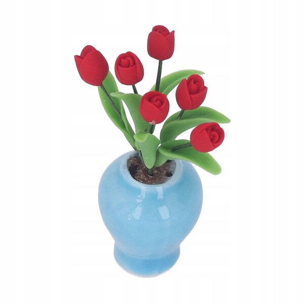 Miniatura tulipano in vaso di argilla 1:12 per casa delle bambole
