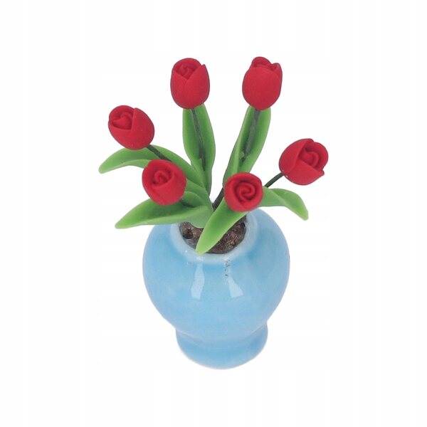 Miniatura tulipano in vaso di argilla 1:12 per casa delle bambole