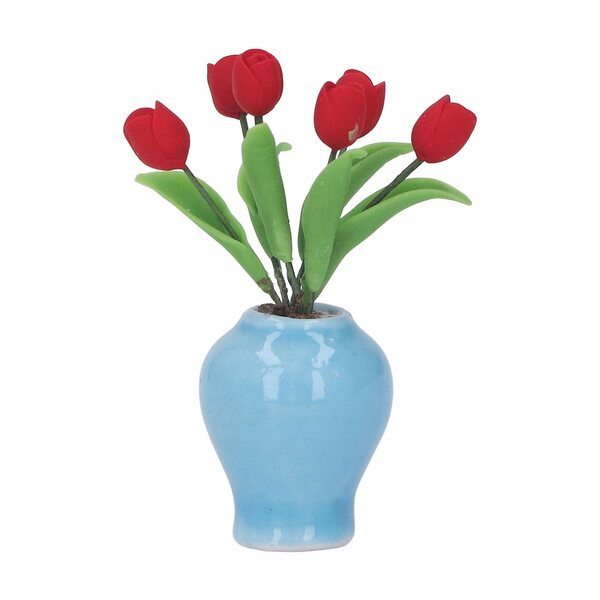 Miniatura tulipano in vaso di argilla 1:12 per casa delle bambole