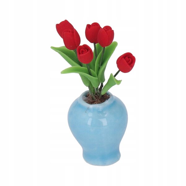Miniatura tulipano in vaso di argilla 1:12 per casa delle bambole