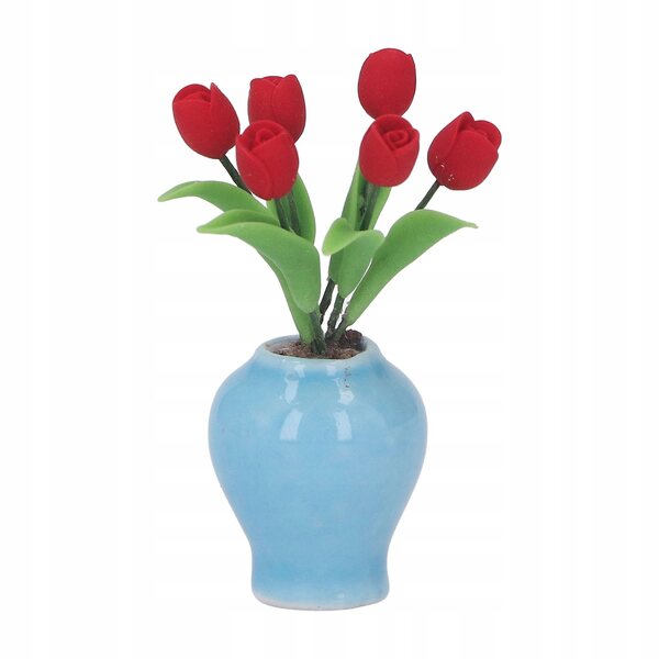 Miniatura tulipano in vaso di argilla 1:12 per casa delle bambole