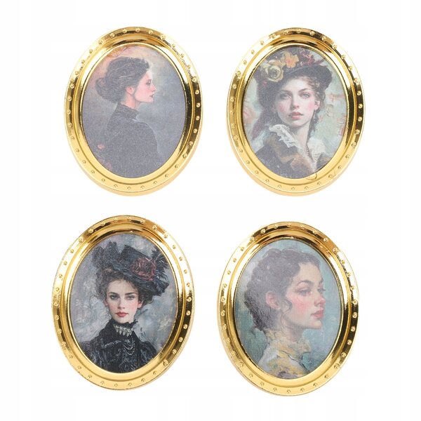 Set 4 Cornici per Foto in Scala 1:12 per Casa delle Bambole con Stampe Realistiche