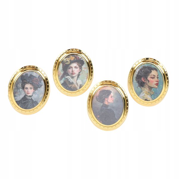 Set 4 Cornici per Foto in Scala 1:12 per Casa delle Bambole con Stampe Realistiche