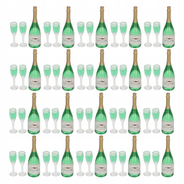Set mit 10 Mini-PVC-Puppenhaus-Champagnerflaschen und -Gläsern