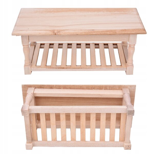 Mini tavolino in legno 1:12 per casa delle bambole resistente e dettagliato