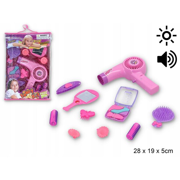 Beauty-Zubehörset für Puppen mit Haartrockner und rosa Spiegel