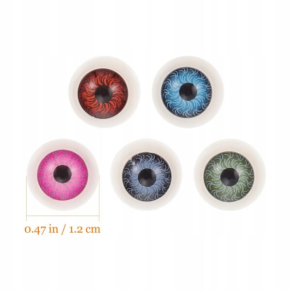 100 Stück Polokragle Augäpfel für Halloween und Kunsthandwerk, mehrfarbig, 1,2 cm