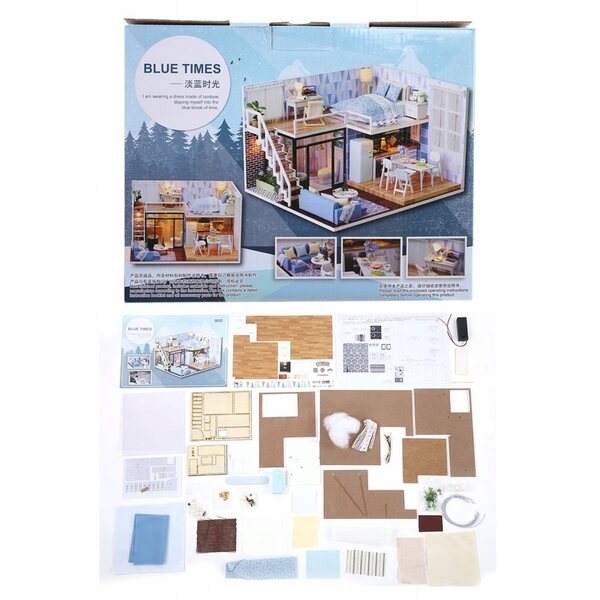 3D-Holzpuzzle zum Selbermachen, Puppenhaus mit Möbeln und komplettem Zubehör
