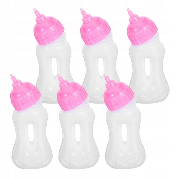Set di 6 Mini Bottiglie per Bambole in Plastica per Gioco e Role Play Bambini