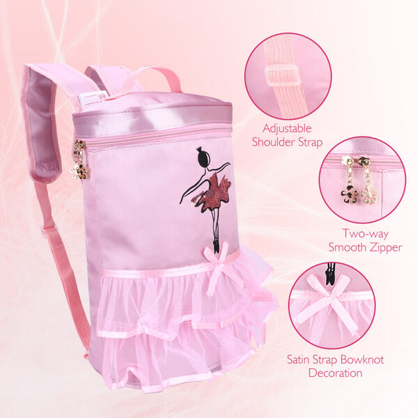 Satin-Rucksack mit Ballerina-Design für Kinder – praktisch und zart