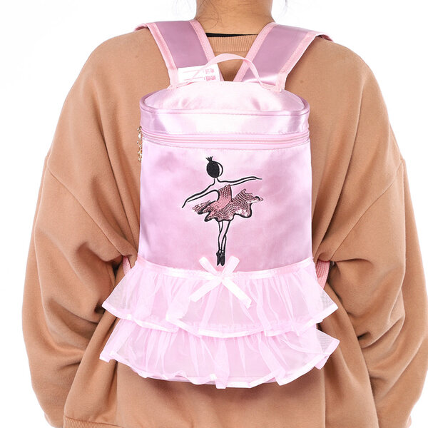Kinder-Ballettrucksack aus Satinstoff mit Ballerina-Aufdruck und Pailletten