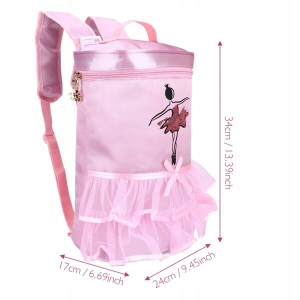 Kinder-Ballettrucksack aus Satinstoff mit Ballerina-Aufdruck und Pailletten