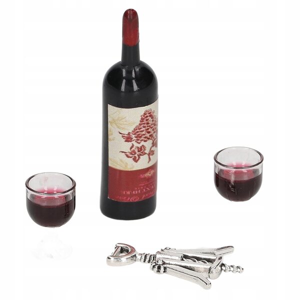 Rotwein-Miniatur-Set 1:12 für Puppenhaus mit Flaschen und Zubehör