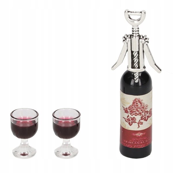 Rotwein-Miniatur-Set 1:12 für Puppenhaus mit Flaschen und Zubehör