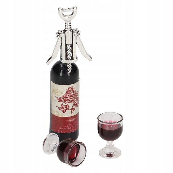 Rotwein-Miniatur-Set 1:12 für Puppenhaus mit Flaschen und Zubehör