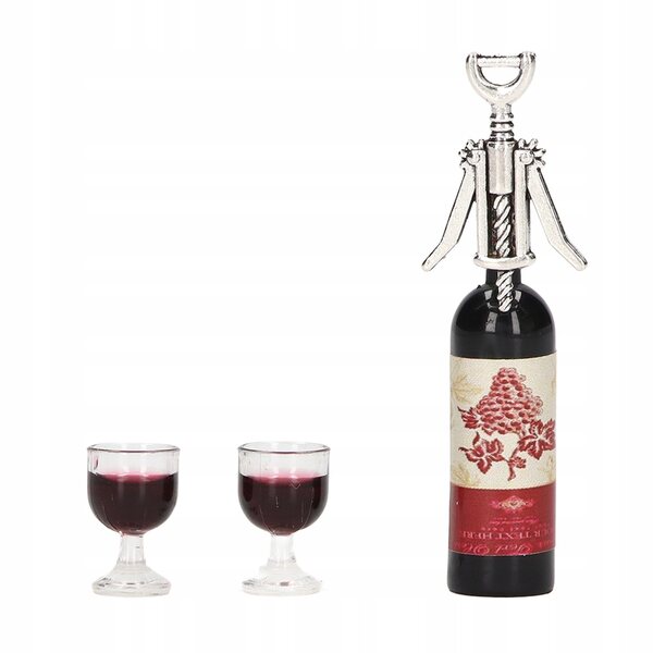 Rotwein-Miniatur-Set 1:12 für Puppenhaus mit Flaschen und Zubehör