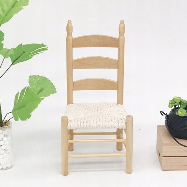 Sedia vintage in legno miniatura 1:12 per casa delle bambole e decorazioni