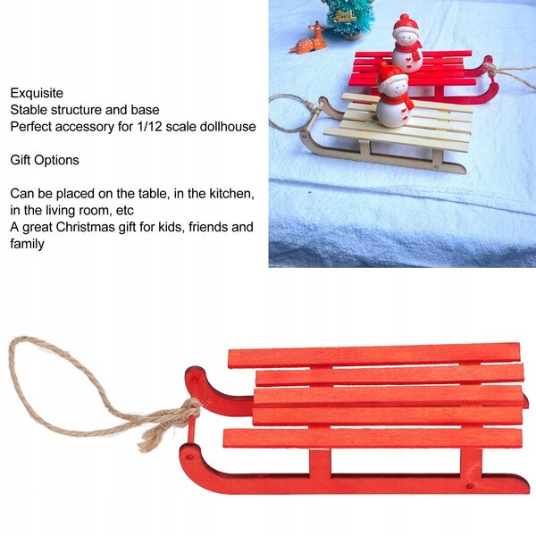 Life Deko-Schlittenminiaturen aus echtem Holz für Weihnachtsdekorationen 1/12