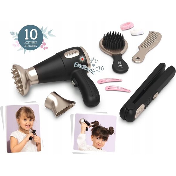 Friseurset für Kinder mit Haartrockner, Lichtern, Geräuschen und realistischem Zubehör