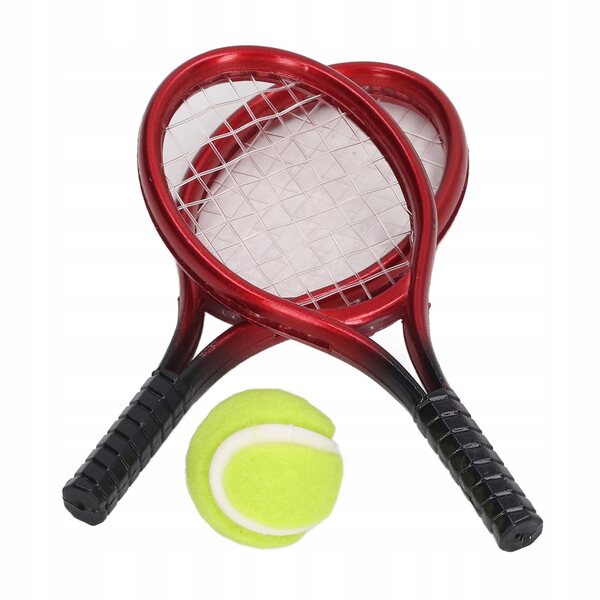 Mini-Tennisschläger-Set für 1:12 Puppen mit Ball und Plastiktüte