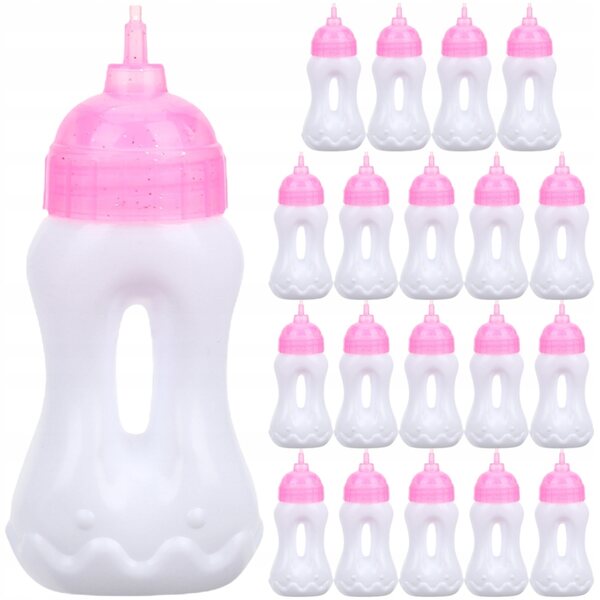 20 transparente Mini-Flaschen für Puppen, Kinderspiel und Dekoration