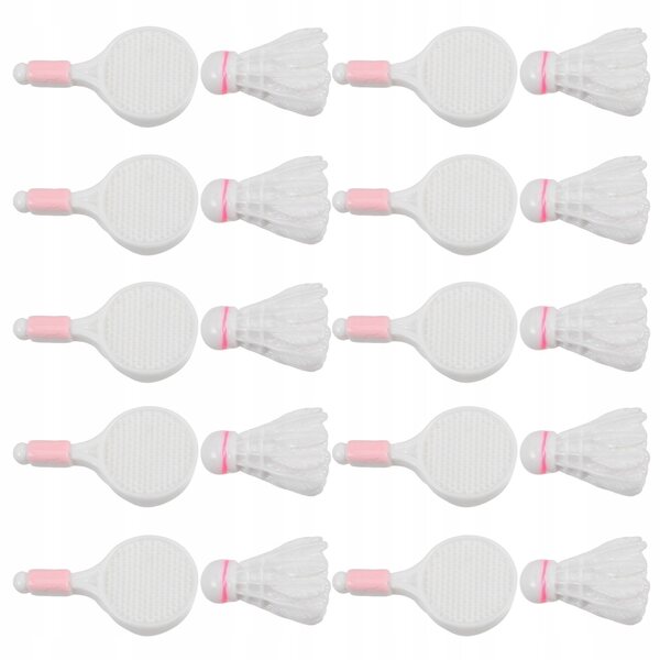 Set 10 Miniature Bianche Racchette e Volani da Badminton per Decorazioni e Giochi