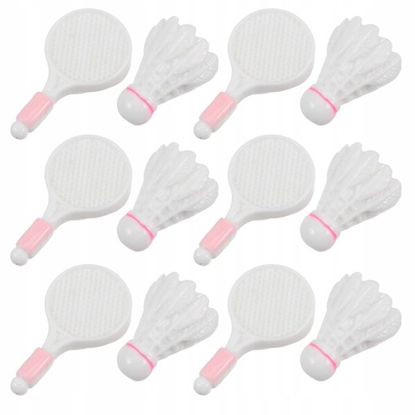 Set 10 Miniature Bianche Racchette e Volani da Badminton per Decorazioni e Giochi