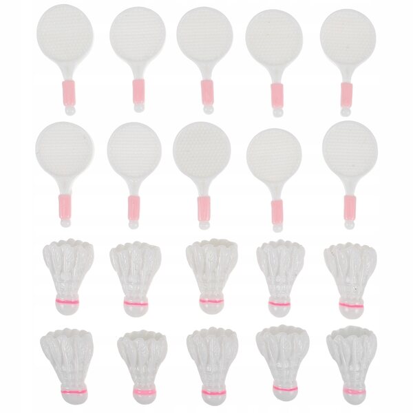 Set 10 Miniature Bianche Racchette e Volani da Badminton per Decorazioni e Giochi