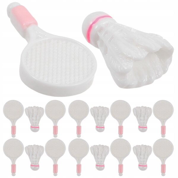 Set 10 Miniature Bianche Racchette e Volani da Badminton per Decorazioni e Giochi