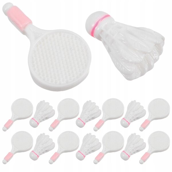 Set 10 Miniature Bianche Racchette e Volani da Badminton per Decorazioni e Giochi