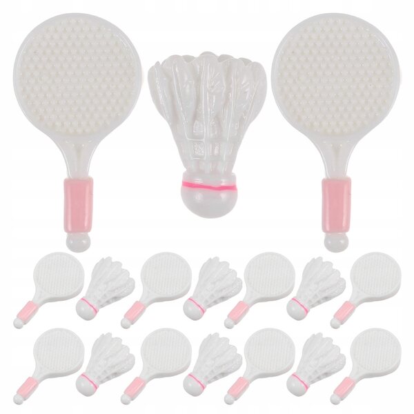 Set 10 Miniature Bianche Racchette e Volani da Badminton per Decorazioni e Giochi