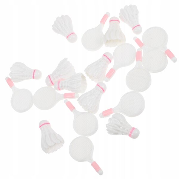 Set 10 Miniature Bianche Racchette e Volani da Badminton per Decorazioni e Giochi