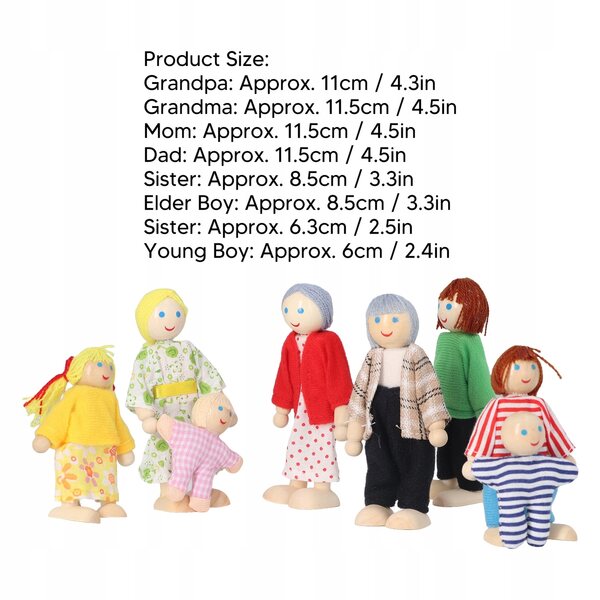 Drewniane ludu Dollhouse, Birch Wood Doll House Lolls Rodzina dla dzieci do