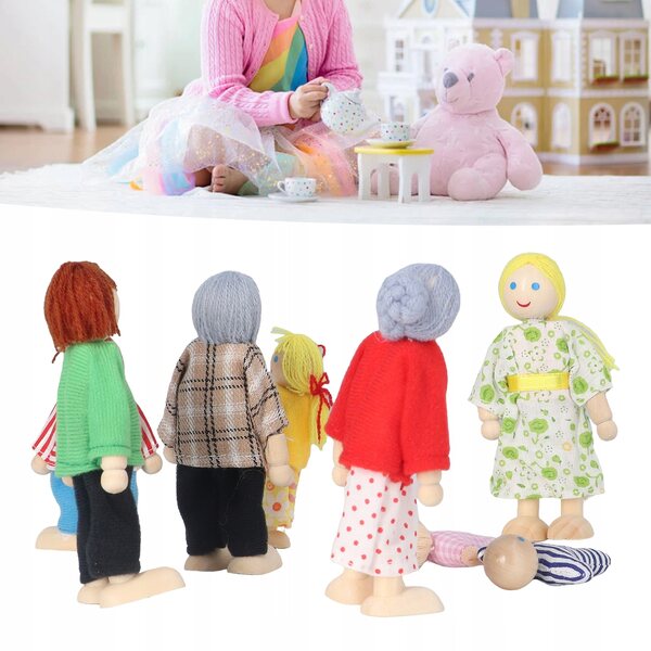 Drewniane ludu Dollhouse, Birch Wood Doll House Lolls Rodzina dla dzieci do