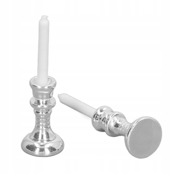 Miniature candelabro vintage in metallo argento scala 1:12 per casa delle bambole