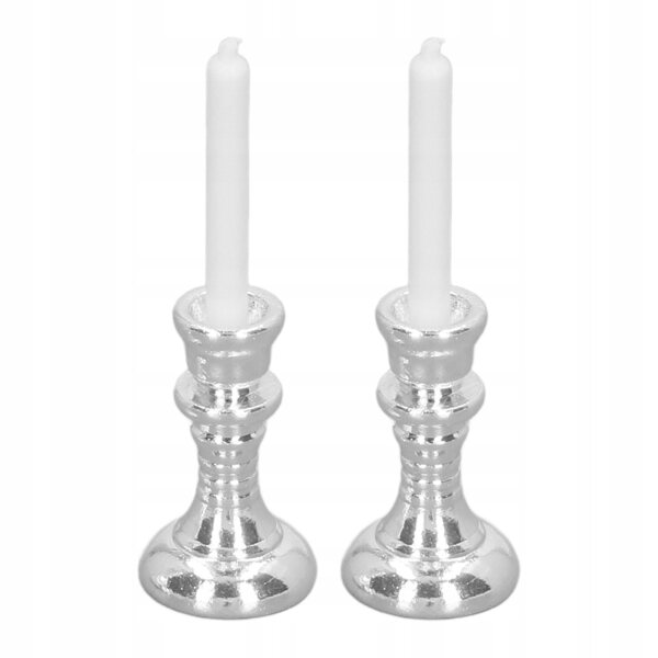 Miniature candelabro vintage in metallo argento scala 1:12 per casa delle bambole