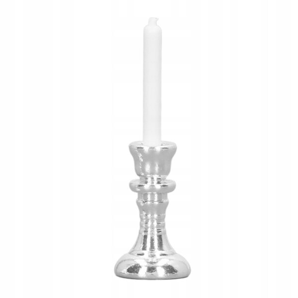 Miniature candelabro vintage in metallo argento scala 1:12 per casa delle bambole