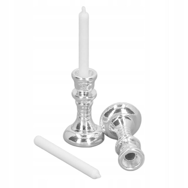 Miniature candelabro vintage in metallo argento scala 1:12 per casa delle bambole