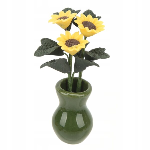 Miniatura vaso di girasole per casetta 1/12 decorazione realistica e resistente