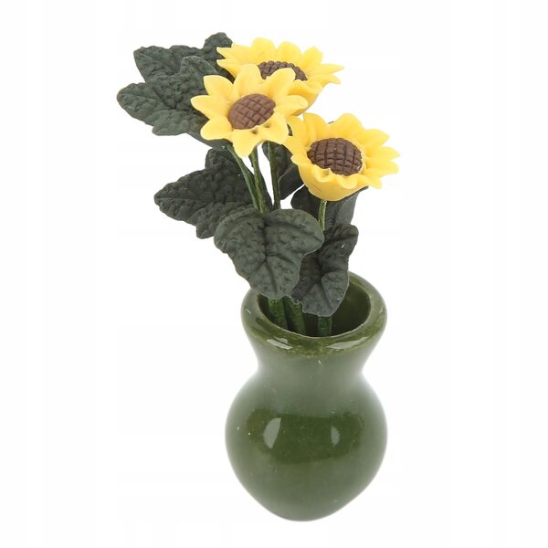 Miniatura vaso di girasole per casetta 1/12 decorazione realistica e resistente