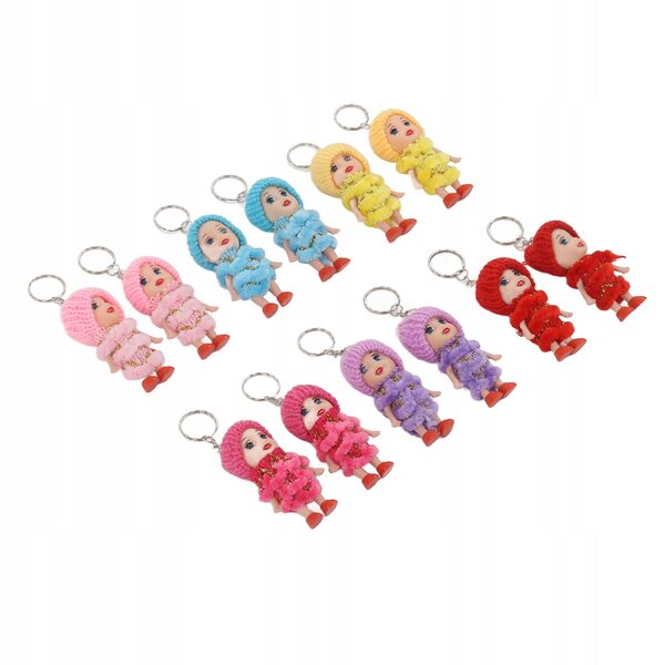 Set mit 12 Mini-Puppen-Schlüsselanhängern: Entzückende kleine Schlüsselanhänger für Taschen und Schlüssel