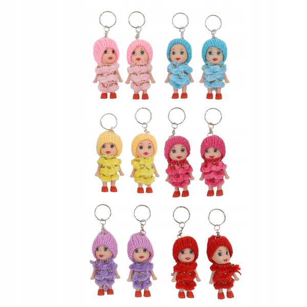 Set di 12 portachiavi mini bambola: adorabili piccoli portachiavi per borse e chiavi