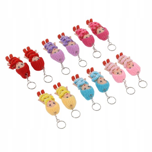 Set 12 Mini Bambole Portachiavi in PVC e Metallo, Design Carino e Portatile