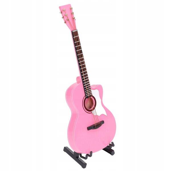 Gitarrenmodell aus rosafarbenem Buchenholz, 18 cm große handgefertigte Miniatur