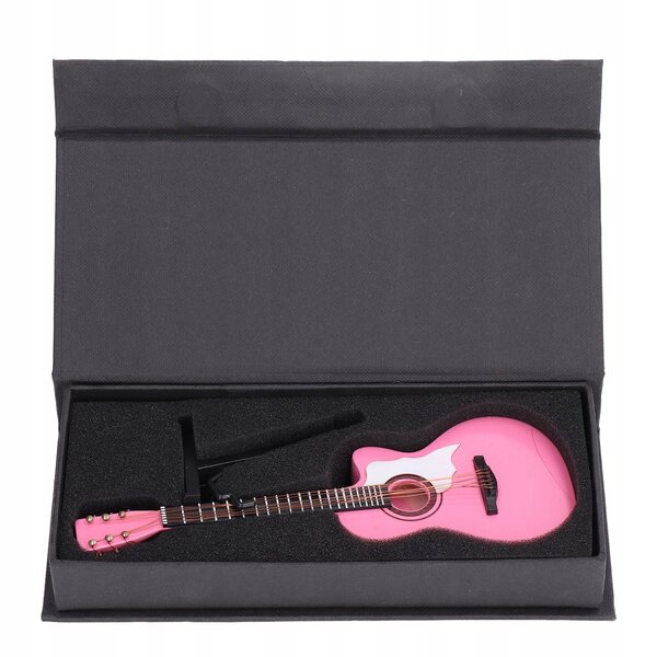 Gitarrenmodell aus rosafarbenem Buchenholz, 18 cm große handgefertigte Miniatur