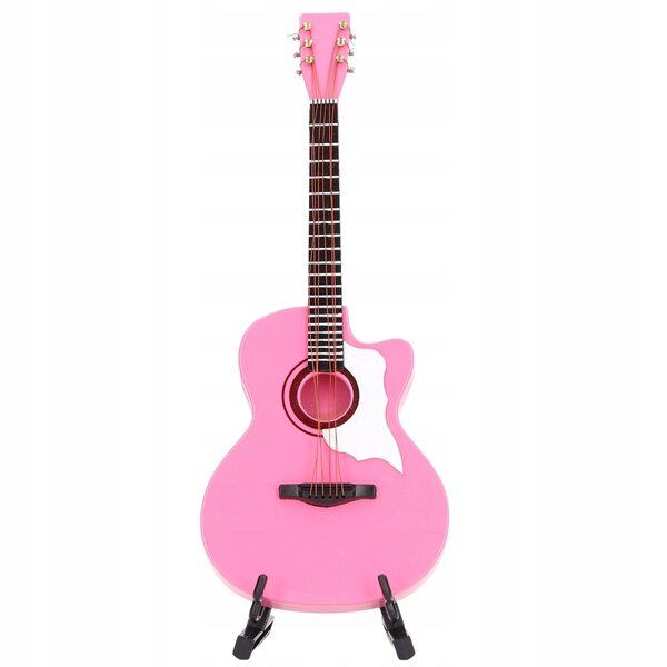 Gitarrenmodell aus rosafarbenem Buchenholz, 18 cm große handgefertigte Miniatur