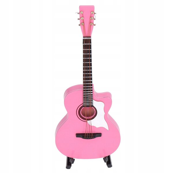Gitarrenmodell aus rosafarbenem Buchenholz, 18 cm große handgefertigte Miniatur